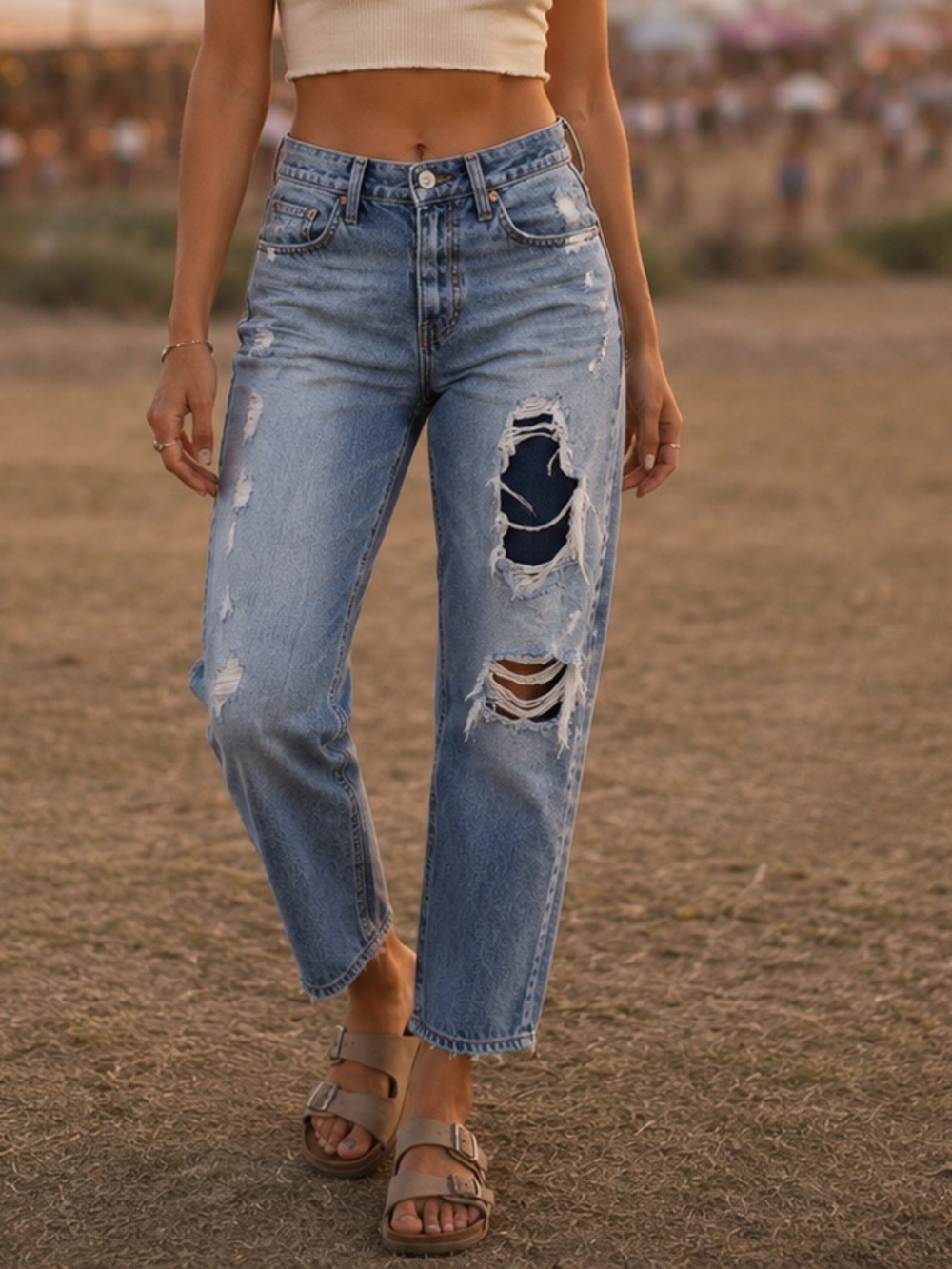 Abercrombie & Fitch Boyfriend Straight Distressed Patchwork Relaxed Jeans Y2K 2R
